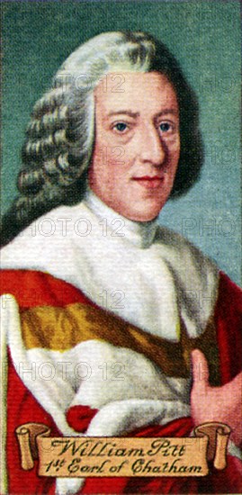 William Pitt, 1st Earl of Chatham, taken from a series of cigarette cards, 1935. Artist: Unknown