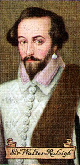 Sir Walter Raleigh, taken from a series of cigarette cards, 1935. Artist: Unknown