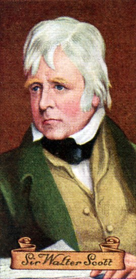 Sir Walter Scott, taken from a series of cigarette cards, 1935. Artist: Unknown