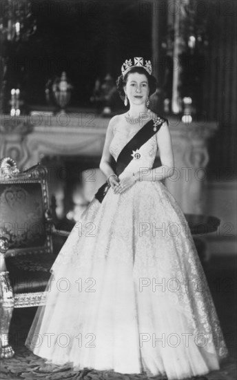 HM Queen Elizabeth II at Buckingham Palace, 12th March 1953. Artist: Sterling Henry Nahum Baron