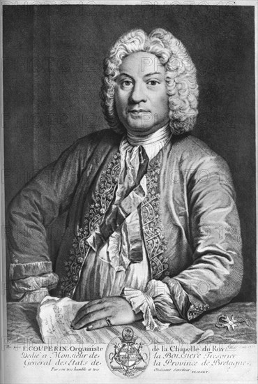 François Couperin, French Baroque composer, organist and harpsichordist, 1735. Artist: J Flippart