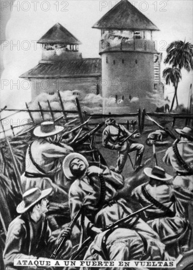 Attack on a fort, January 1897, (c1910). Artist: Unknown