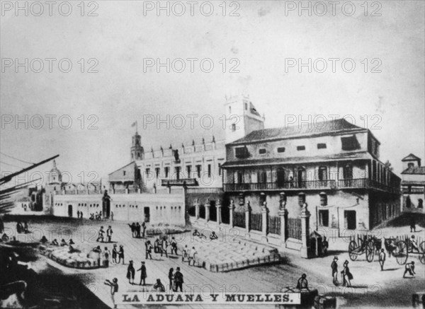 Customs house and wharves, Havana, Cuba, 1841, [c1910]. Artist: Unknown