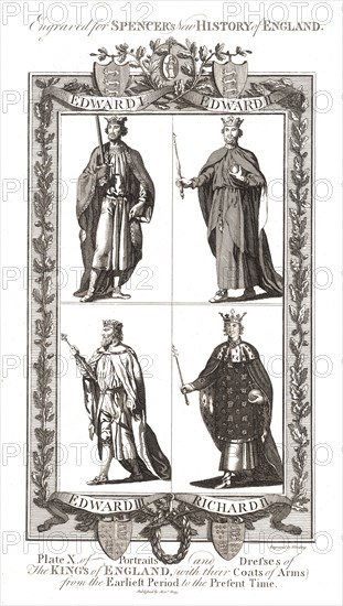 Portraits and Dresses of The Kings of England with coats of Arms, 1784 Artist: Wooding