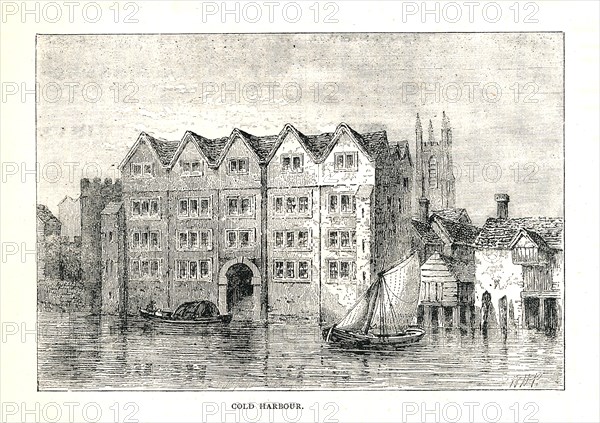 Cold Harbour. Medieval Mansion House North Bank ofThames above London Bridge, 1894 Artist: Walter Thornbury