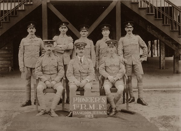 The Pioneer's of the 1st Royal Munster Fusiliers, Rangoon, Burma, 1913.  Artist: Unknown.