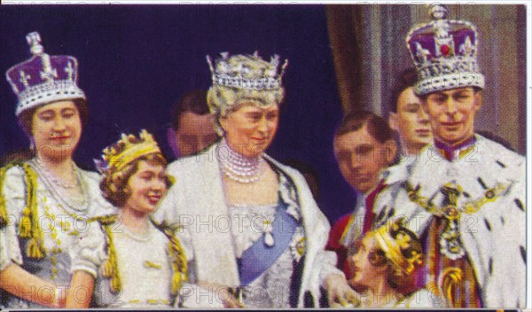 The Royal Family on the balcony of Buckingham Palace, on the occasion of King George VI's coronation Artist: Unknown.