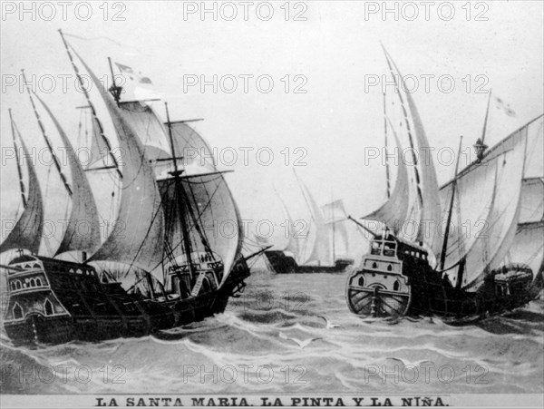 The Santa Maria, the pinta and the Nina, (15th century), 1920s. Artist: Unknown