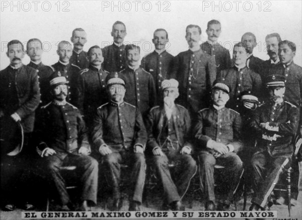 General Maximo Gomez and his Senior officers, (1897), 1920s. Artist: Unknown