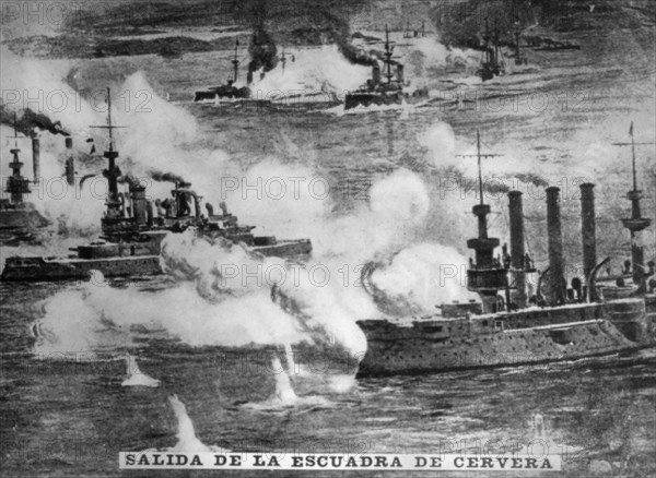 Cervera's Squadron, (1898), 1920s. Artist: Unknown