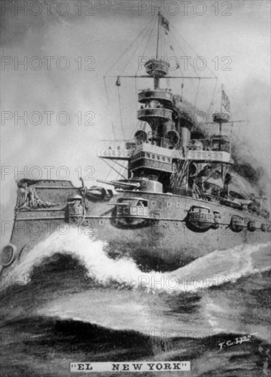The New York battleship, (1898), 1920s. Artist: Unknown