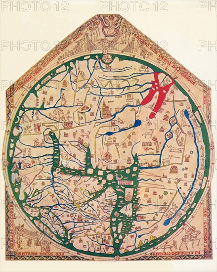 The Hereford Mappa Mundi', (c1285), 1912. Artist: Richard de Bello