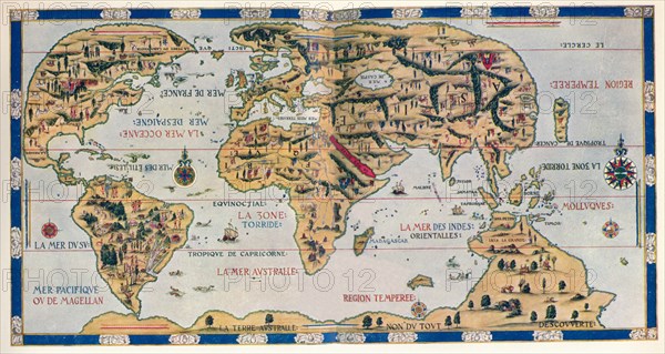 The Dauphin Map of the World, (1546), 1912. Artist: Pierre Desceliers