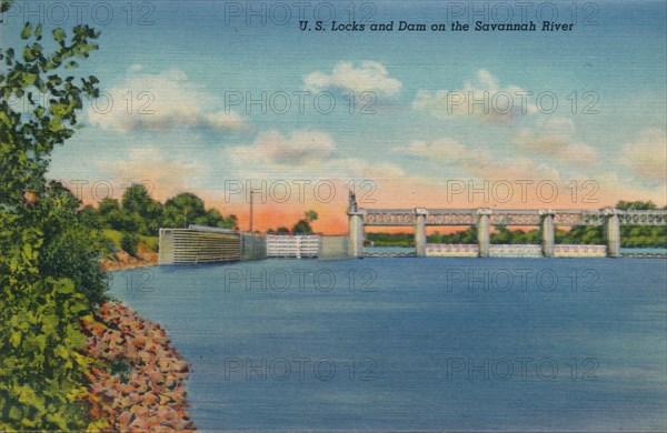 US Locks and Dam on the Savannah River, 1943. Artist: Unknown