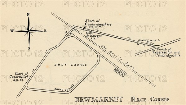 Newmarket Race Course, 1940. Artist: Unknown