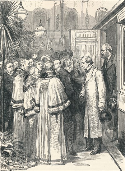 Lord Beaconsfield and Lord Salisbury at Charing Cross Railway Station, 1896. Artist: Unknown