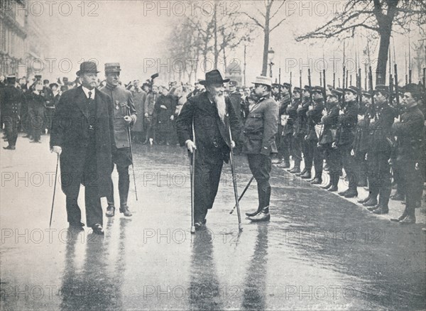 Italian veteran,General Ricciotti Garibaldi, at a review of French recruits in Paris, c1914. Artist: Unknown