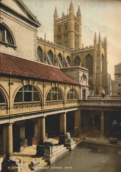 Great Bath, Roman Baths, Bath, Somerset, c1925. Artist: Unknown