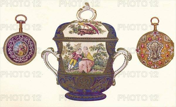 'Louis XVI. Gold Repeater, (c.1770), Old Chelsea Porcelain Porringer and Cover, (c.1710), 1903. Artist: Unknown