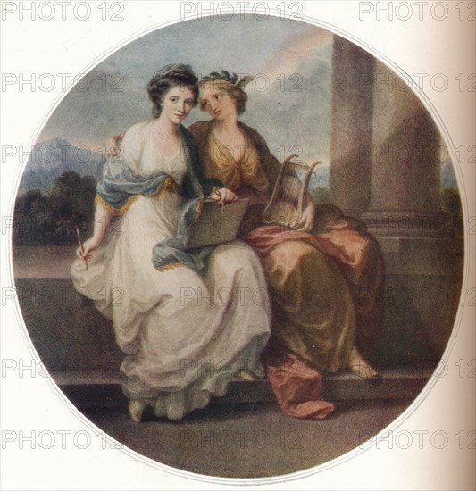 Angelica Kauffmann in the Character of Design listening to the Inspiration of Poetry, 1782, (1921). Artist: Thomas Burke