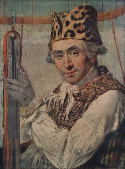 Dr John Jeffries, American balloonist, 1786. (1911). Artist: Unknown