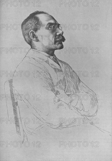 Portrait of Rudyard Kipling, 1898, (1906). Artist: William Strang