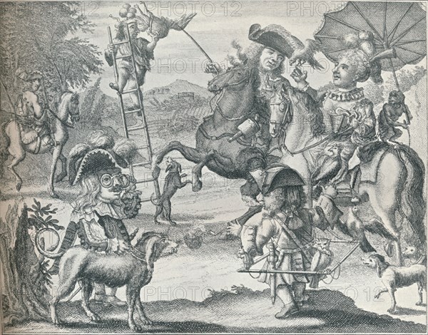 Dutch Skit on Falconry, c1716, (1916). Artist: Unknown