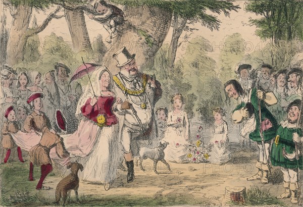 Henry the 8th and his Queen out a Maying, 1850. Artist: John Leech