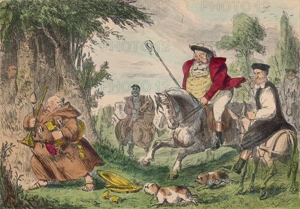 Henry VIII Monk Hunting, 1850. Artist: John Leech