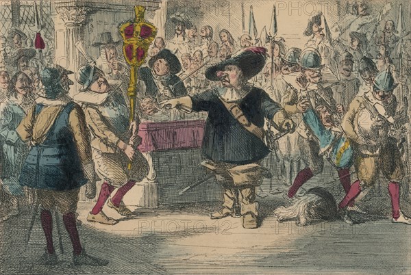 Take away that Bauble: Cromwell dissolving the long Parliament, 1850. Artist: John Leech