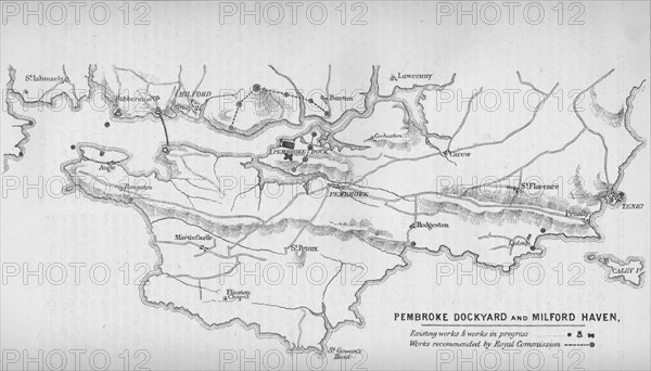 Pembroke Dockyard and Milford Haven, 1884. Artist: Unknown