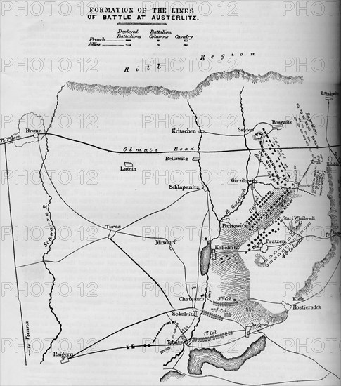 Formation of the Lines of Battle of Austerlitz, 1884. Artist: Unknown