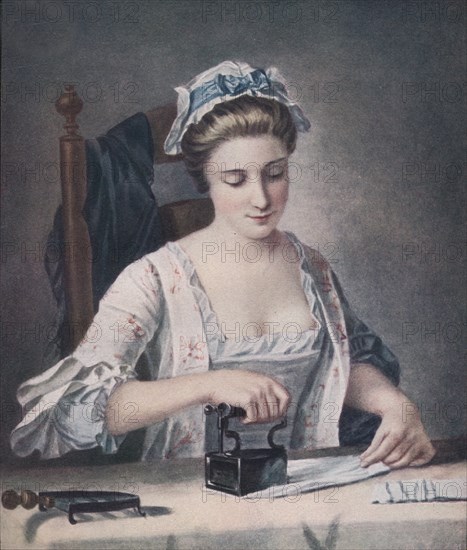 A Laundry Maid Ironing, c1765, (1905). Artist: Henry Robert Morland