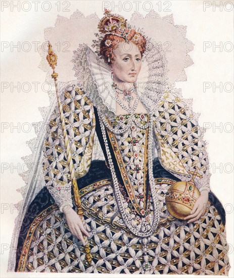 Elizabeth, Queen of England, Defeat of the Spanish Armada, 1588, (1902). Artist: Edmund Thomas Parris