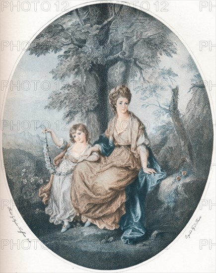 Lady Rushout and her Daughter, 1784, (1902). Artist: Thomas Burke