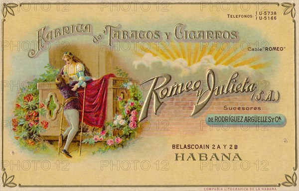 Advertisement for Romeo y Julieta cigars, c1900s. Artist: Unknown