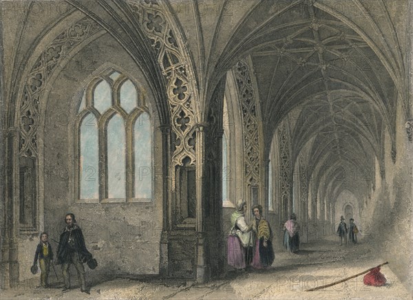 Worcester Cathedral. The Cloisters, 1836. Artist: Henry Winkles