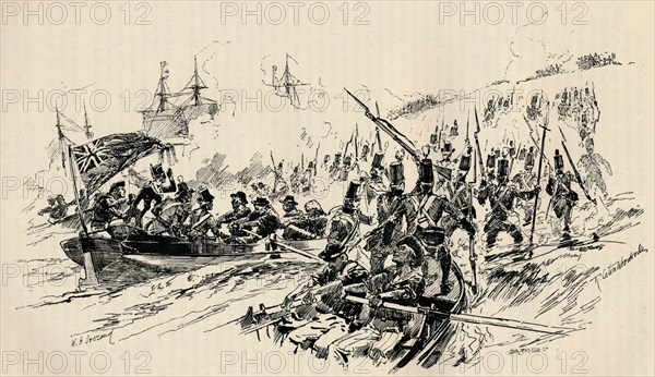 Landing of Sir Ralph Abercromby and British Forces at Alexandria, 1801, (1884) Artist: Unknown