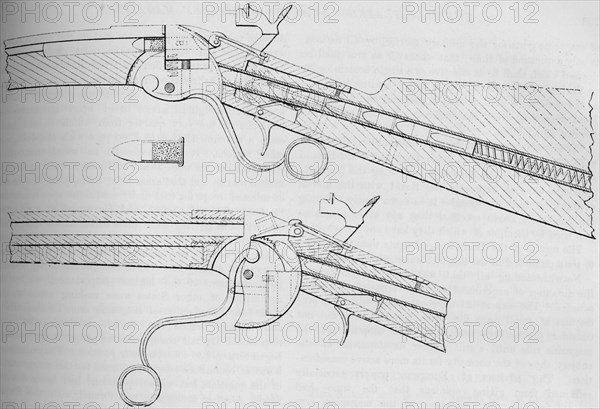 The Spencer Magazine Gun Used in the American Civil War, 1884. Artist: Unknown