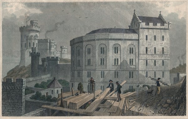 East End of the Bridewell, and Jail Governor's House, Edinburgh, 1829. Artist: William Tombleson