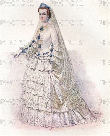 The Empress Eugenie in her bridal dress, 1853, (1902). Artist: Edmund Thomas Parris