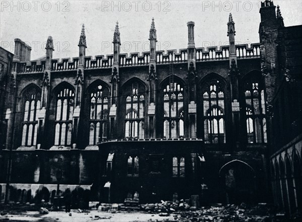 'The Historic Hall in the Inner Temple completely gutted by fire', 1941. Artist: Unknown.