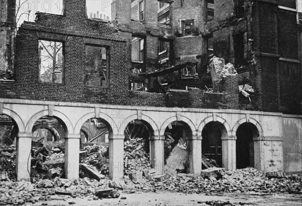 'The Cloisters in the Temple after having been wrecked by fire', 1941. Artist: Unknown.