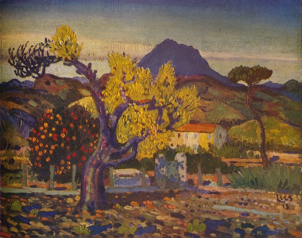 'Pear Tree in Blossom', 1913 (1932). Artist: Derwent Lees.