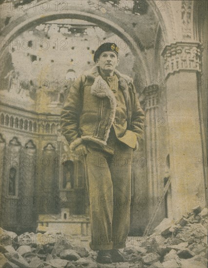 'General Sir Bernard Montgomery, surveys the shell-torn ruins of Fossacesia', 1944-1944. Artist: Unknown.