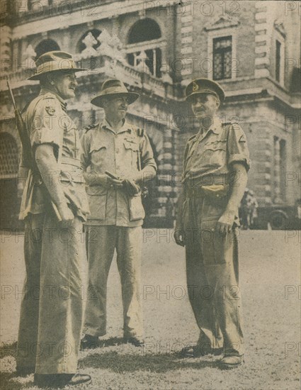 'Leaders in the Burma Campaign met in Rangoon after the city's fall on May 3, 1945', 1945. Artist: Unknown.