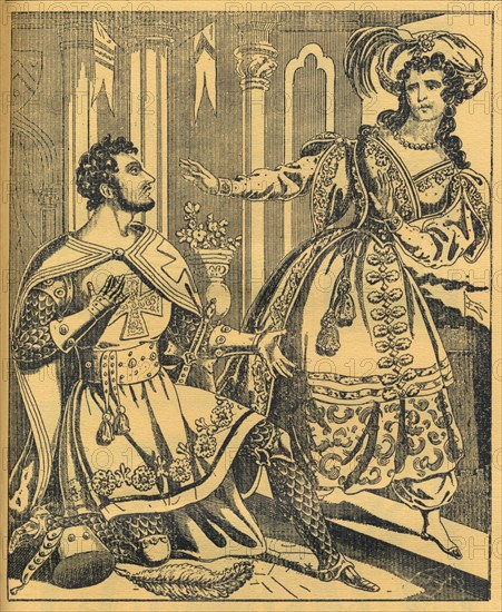 'Ivanhoe: Sir Brian de Bois Guilbert & Rebecca', 19th century. Artists: JL Marks, Ralph Nevill.