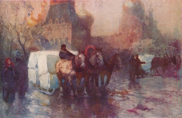 'Ice Carrying in Moscow', c19th century. Artist: Paolo Sala.