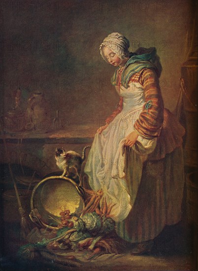 'Woman with Kitten', 18th century. Artist: Jean-Simeon Chardin.