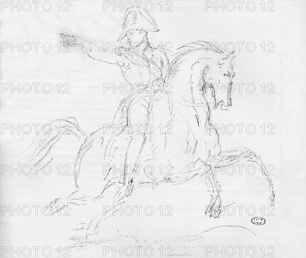 'Napoleon on Horseback', c18th century. Artist: Carle Vernet.